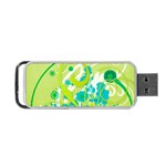 Green Blue Flower Art Portable USB Flash (Two Sides)