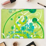 Green Blue Flower Art Cosmetic Bag (XXL)