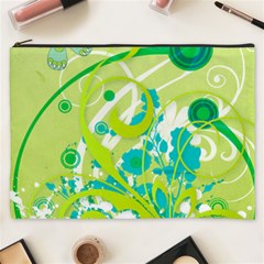 Green Blue Flower Art Cosmetic Bag (XXXL) from ArtsNow.com Front