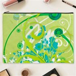 Green Blue Flower Art Cosmetic Bag (XXXL)