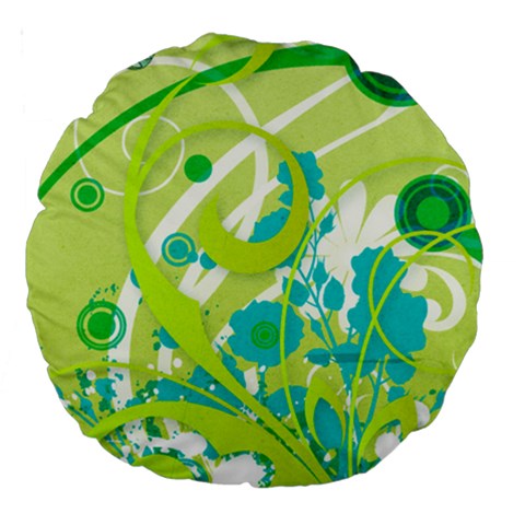 Green Blue Flower Art Large 18  Premium Round Cushion  from ArtsNow.com Front