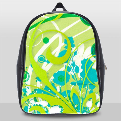 Green Blue Flower Art School Bag (XL) from ArtsNow.com Front