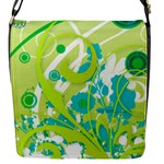 Green Blue Flower Art Flap Closure Messenger Bag (S)