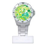 Green Blue Flower Art Plastic Nurses Watch