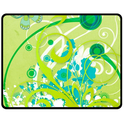 Green Blue Flower Art Double Sided Fleece Blanket (Medium) from ArtsNow.com 58.8 x47.4  Blanket Front