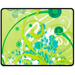 Green Blue Flower Art Double Sided Fleece Blanket (Medium) from ArtsNow.com 58.8 x47.4  Blanket Front