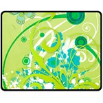 Green Blue Flower Art Double Sided Fleece Blanket (Medium)