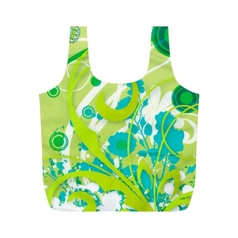 Green Blue Flower Art Full Print Recycle Bag (M) from ArtsNow.com Front