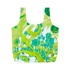 Green Blue Flower Art Full Print Recycle Bag (M) from ArtsNow.com Front