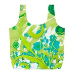 Green Blue Flower Art Full Print Recycle Bag (L)