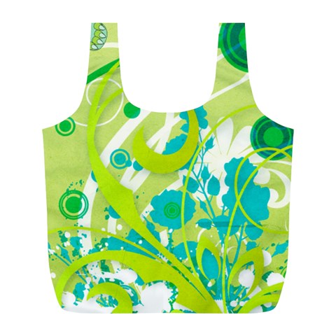 Green Blue Flower Art Full Print Recycle Bag (L) from ArtsNow.com Back