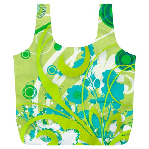 Green Blue Flower Art Full Print Recycle Bag (XL) from ArtsNow.com Front