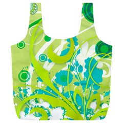 Green Blue Flower Art Full Print Recycle Bag (XL) from ArtsNow.com Back