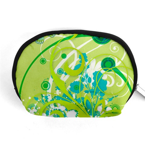 Green Blue Flower Art Accessory Pouch (Medium) from ArtsNow.com Front