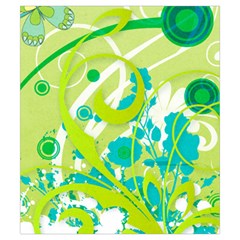 Green Blue Flower Art Drawstring Pouch (Small) from ArtsNow.com Back