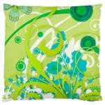 Green Blue Flower Art Large Flano Cushion Case (One Side)