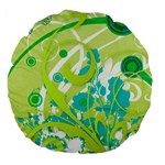 Green Blue Flower Art Large 18  Premium Flano Round Cushion 