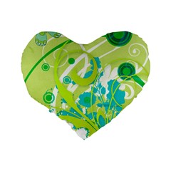 Green Blue Flower Art Standard 16  Premium Flano Heart Shape Cushion  from ArtsNow.com Back