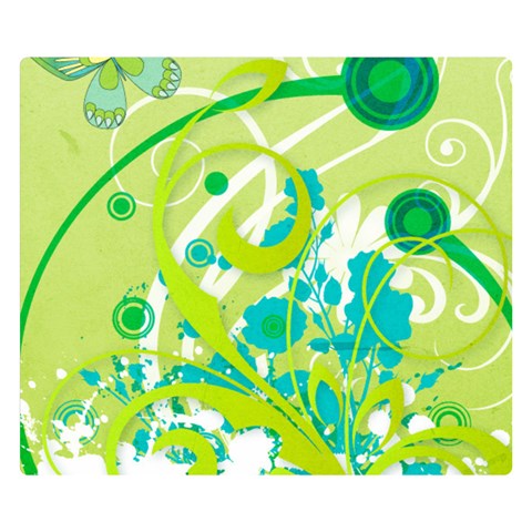 Green Blue Flower Art Double Sided Flano Blanket (Small) from ArtsNow.com 50 x40  Blanket Back