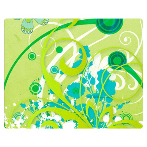 Green Blue Flower Art Double Sided Flano Blanket (Medium) from ArtsNow.com 60 x50  Blanket Front