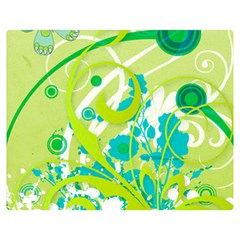 Green Blue Flower Art Double Sided Flano Blanket (Medium) from ArtsNow.com 60 x50  Blanket Front