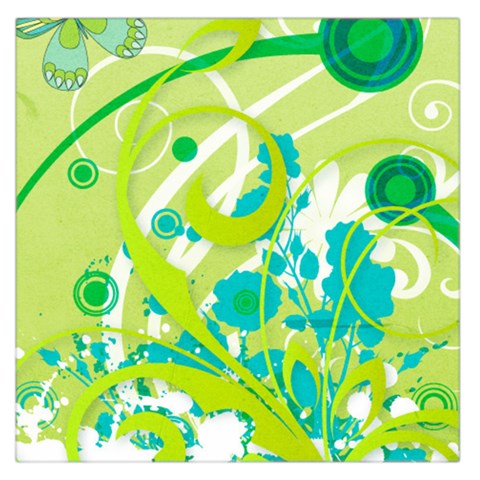 Green Blue Flower Art Large Satin Scarf (Square) from ArtsNow.com Front