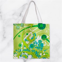 Green Blue Flower Art Zipper Grocery Tote Bag from ArtsNow.com Front