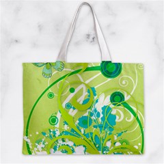 Green Blue Flower Art Zipper Mini Tote Bag from ArtsNow.com Front