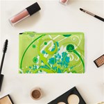 Green Blue Flower Art Cosmetic Bag (XS)