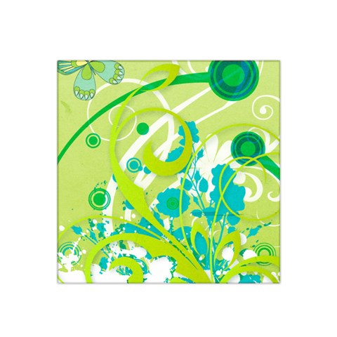 Green Blue Flower Art Satin Bandana Scarf from ArtsNow.com Front