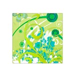 Green Blue Flower Art Satin Bandana Scarf