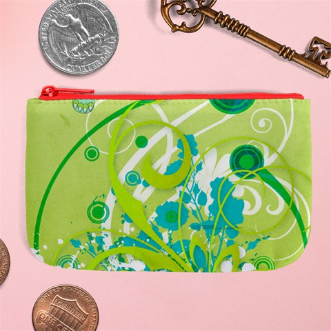 Green Blue Flower Art Large Coin Purse from ArtsNow.com Front