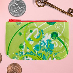 Green Blue Flower Art Large Coin Purse from ArtsNow.com Front