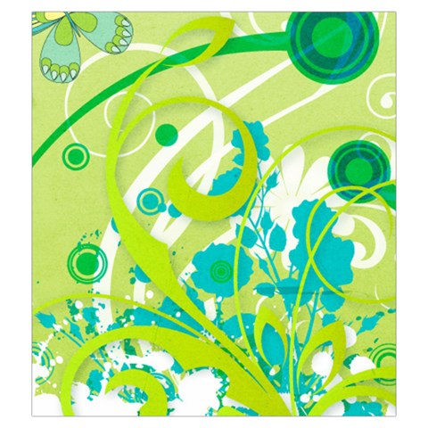 Green Blue Flower Art Drawstring Pouch (XXL) from ArtsNow.com Back