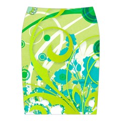 Green Blue Flower Art Midi Wrap Pencil Skirt from ArtsNow.com Back