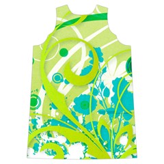 Green Blue Flower Art Shoulder Cutout Velvet One Piece from ArtsNow.com Back