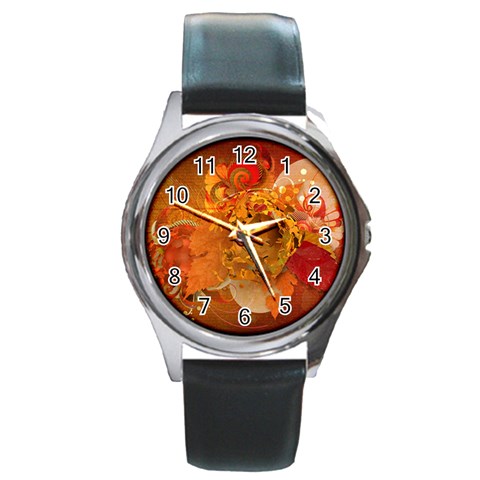 Fall Art Round Metal Watch from ArtsNow.com Front