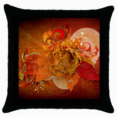 Fall Art Throw Pillow Case (Black) from ArtsNow.com Front