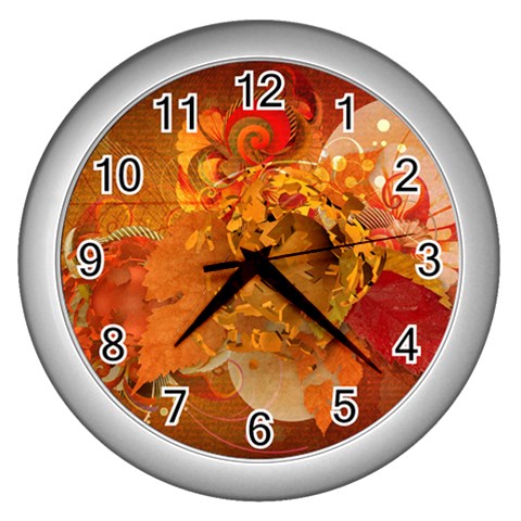 Fall Art Wall Clock (Silver) from ArtsNow.com Front