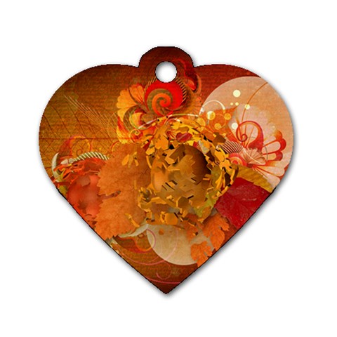 Fall Art Dog Tag Heart (One Side) from ArtsNow.com Front