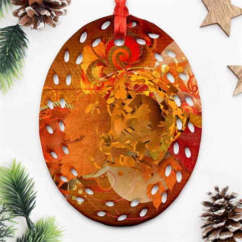 Fall Art Oval Filigree Ornament (Two Sides) from ArtsNow.com Front