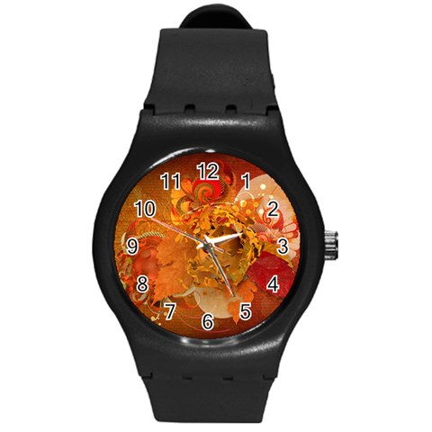 Fall Art Round Plastic Sport Watch (M) from ArtsNow.com Front