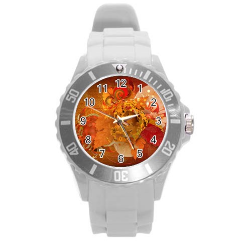 Fall Art Round Plastic Sport Watch (L) from ArtsNow.com Front