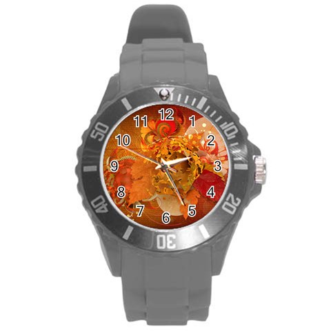 Fall Art Round Plastic Sport Watch (L) from ArtsNow.com Front