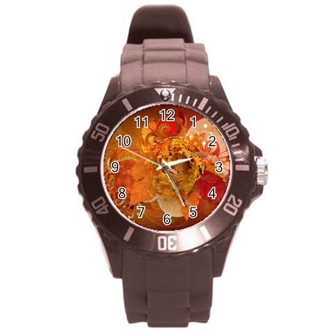 Fall Art Round Plastic Sport Watch (L) from ArtsNow.com Front