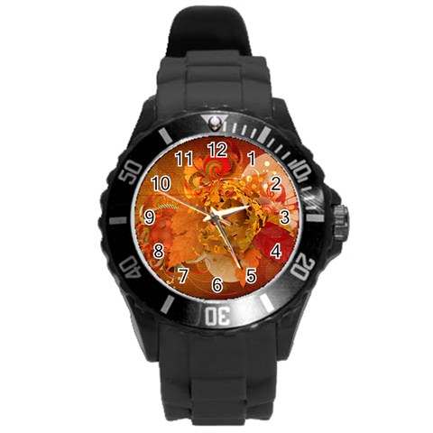 Fall Art Round Plastic Sport Watch (L) from ArtsNow.com Front