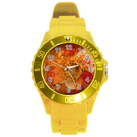 Fall Art Round Plastic Sport Watch (L) from ArtsNow.com Front