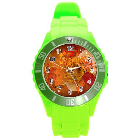 Fall Art Round Plastic Sport Watch (L) from ArtsNow.com Front