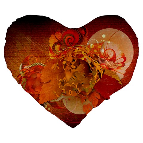 Fall Art Large 19  Premium Flano Heart Shape Cushion from ArtsNow.com Front