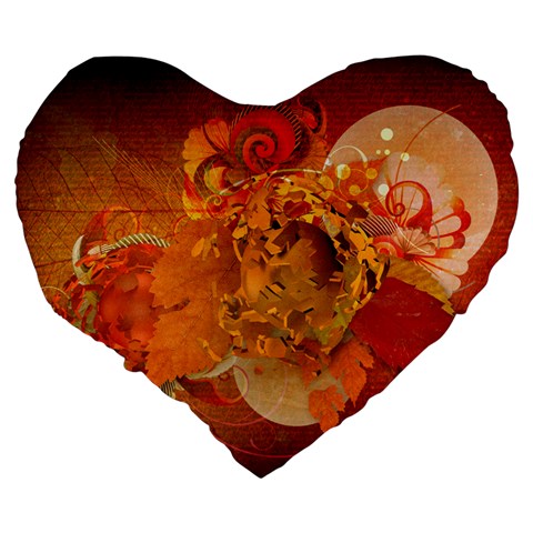 Fall Art Large 19  Premium Flano Heart Shape Cushion from ArtsNow.com Back